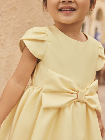 Butter Yellow Flower Girls Bow Front Dress (3mths-10yrs) image 4