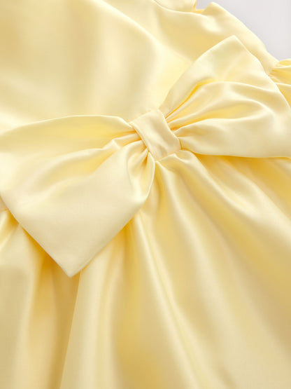 Butter Yellow Flower Girls Bow Front Dress (3mths-10yrs) image 7