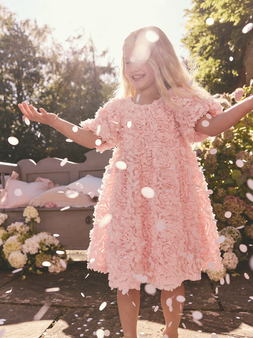 Pink 3D Floral Occasion Dress (3-14yrs) image 1