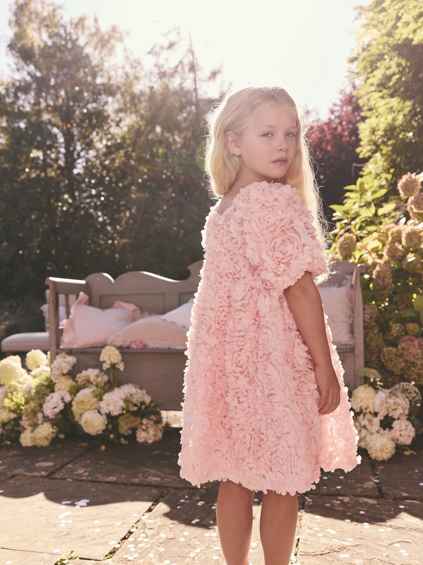 Pink 3D Floral Occasion Dress (3-14yrs) image 3