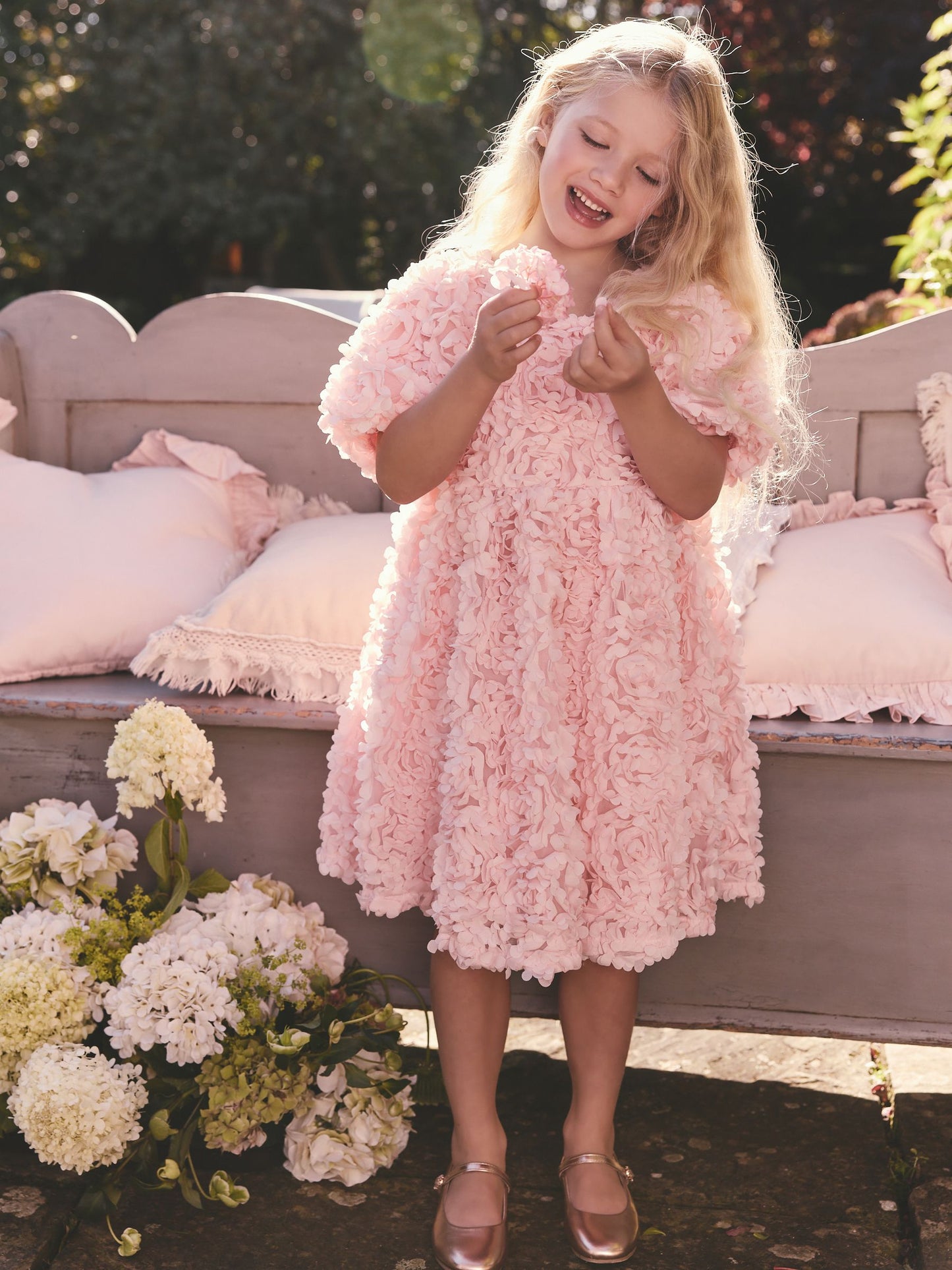 Pink 3D Floral Occasion Dress (3-14yrs) image 4