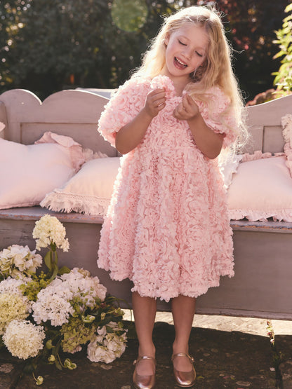 Pink 3D Floral Occasion Dress (3-14yrs) image 4