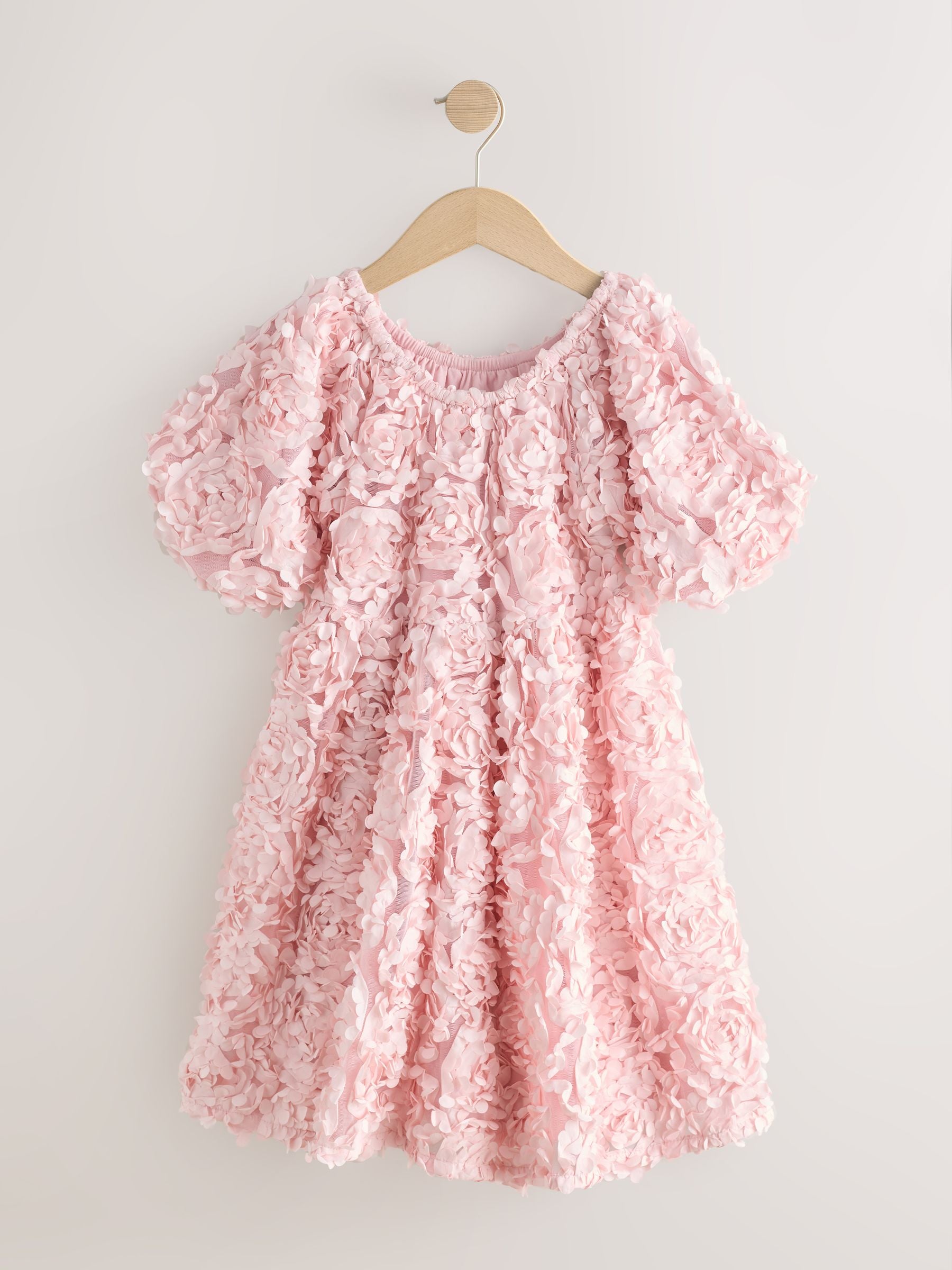 Pink 3D Floral Occasion Dress (3-14yrs) image 5