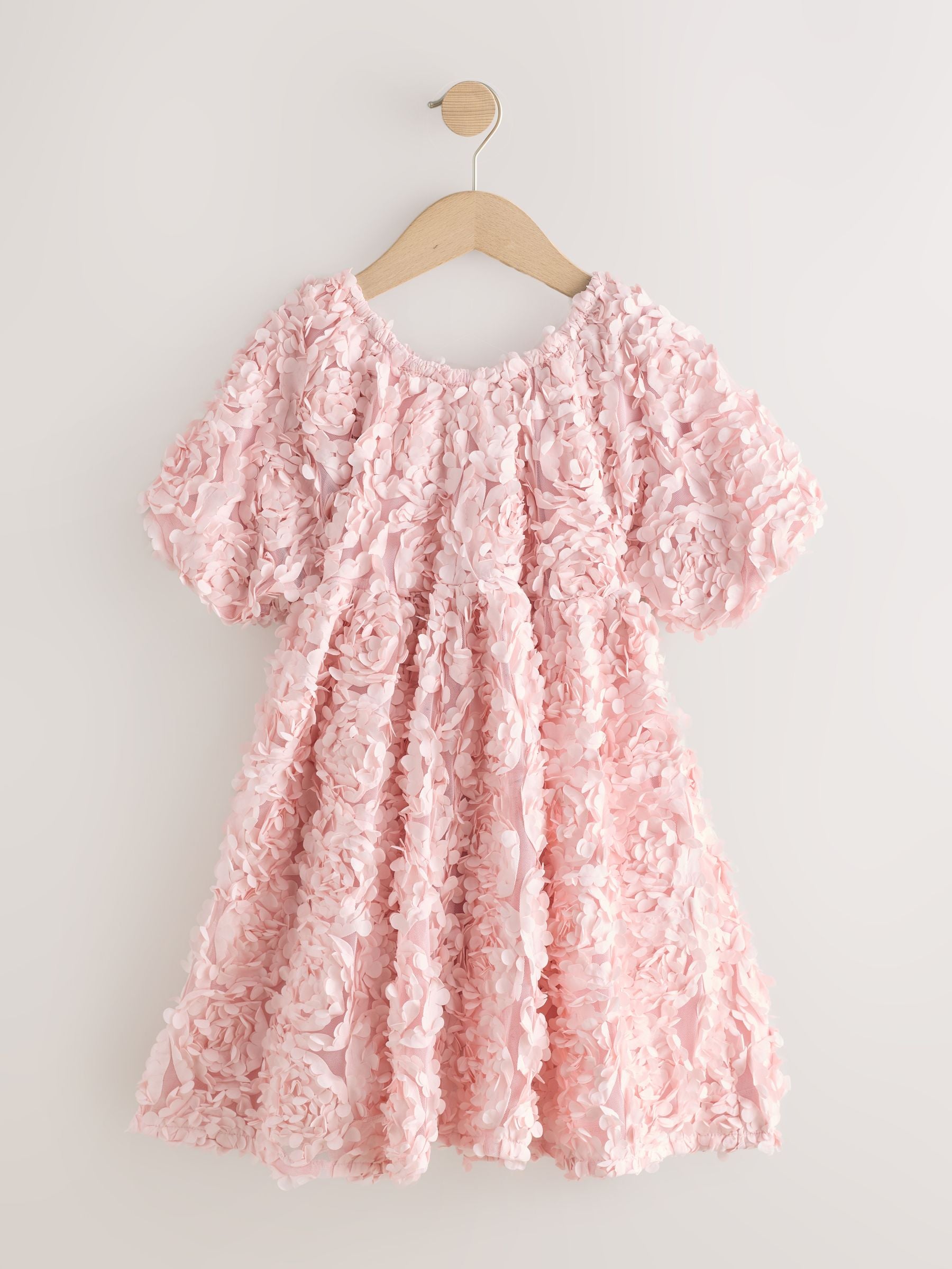 Pink 3D Floral Occasion Dress (3-14yrs) image 6