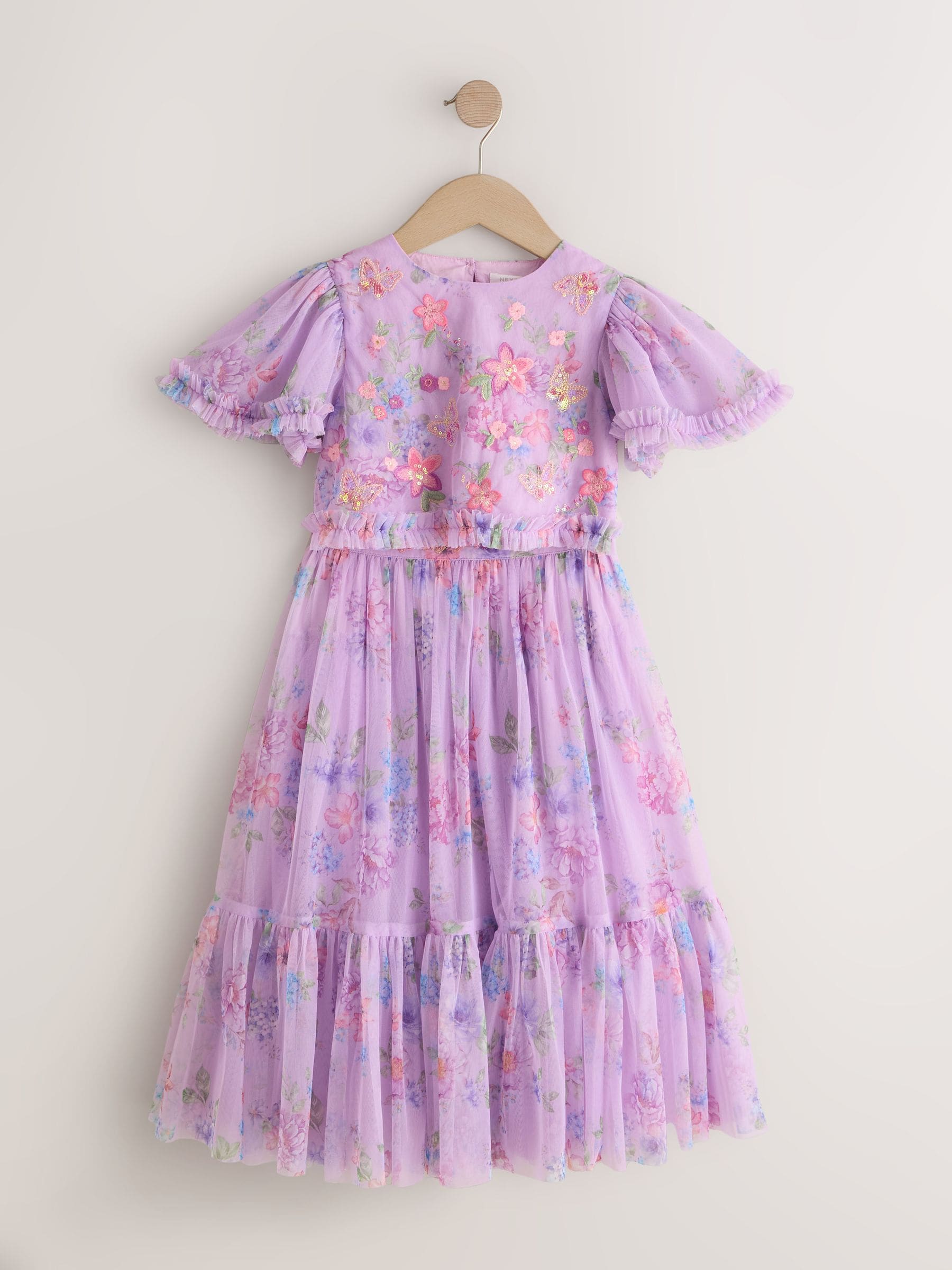Dsiney Kidz - Lilac Purple Floral Embellished Top and Skirt Lehenga Set (3-16yrs) image 5