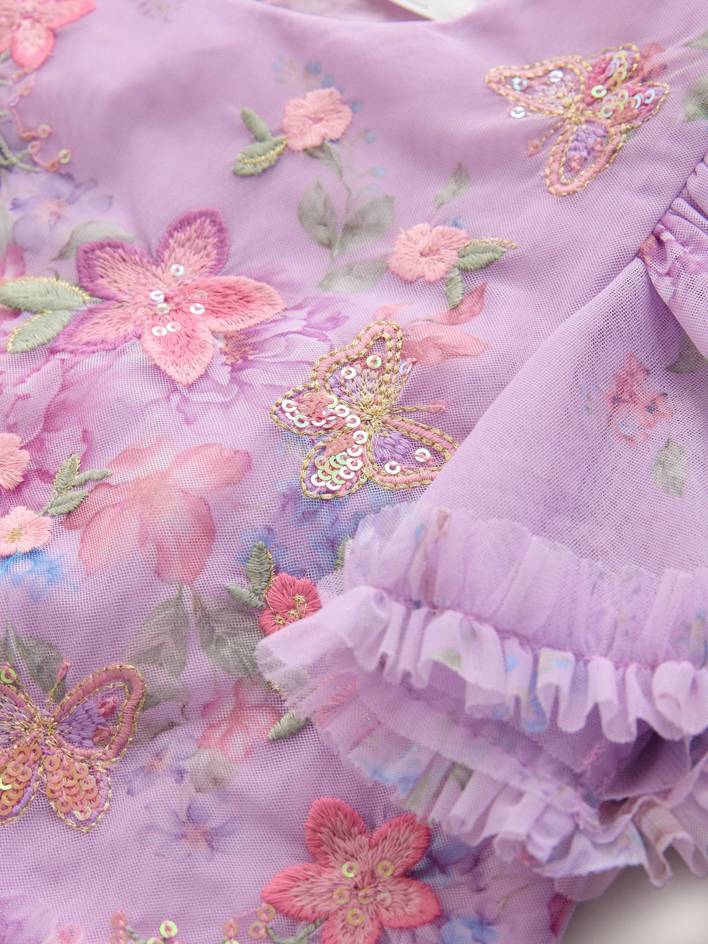 Dsiney Kidz - Lilac Purple Floral Embellished Top and Skirt Lehenga Set (3-16yrs) image 7