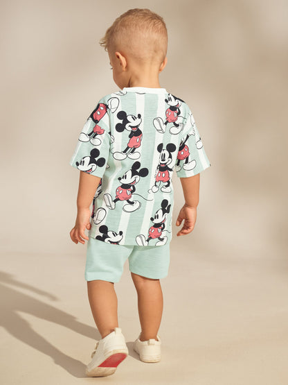 Sage Green Mickey Mouse T-Shirt and Shorts Set (3mths-8yrs) image 4