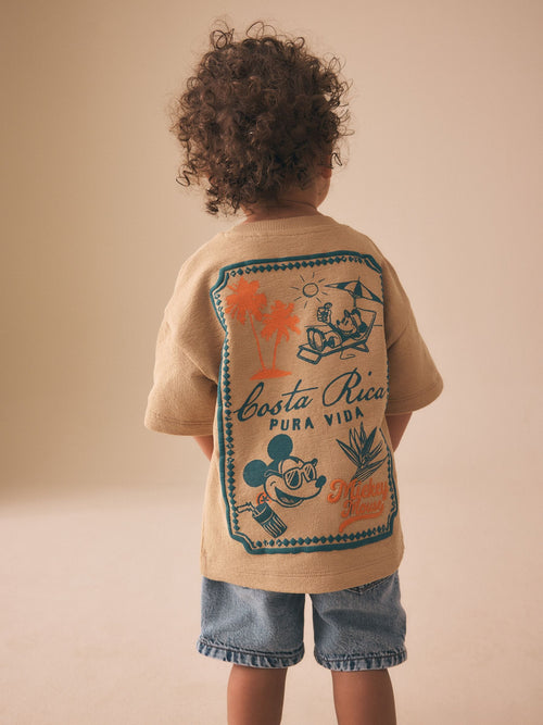 Tan Brown Mickey Mouse Short Sleeve T-Shirt (3mths-8yrs) image 1