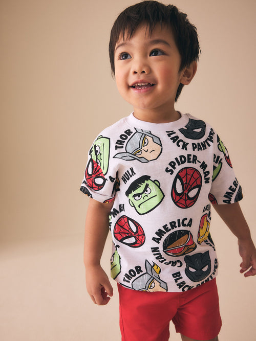White Marvel Short Sleeve Cotton T-Shirt (6mths-8yrs) image 1