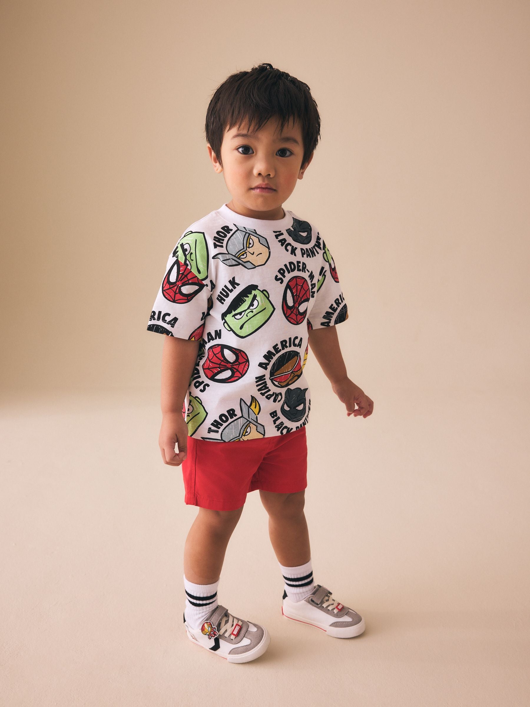 White Marvel Short Sleeve Cotton T-Shirt (6mths-8yrs) image 3