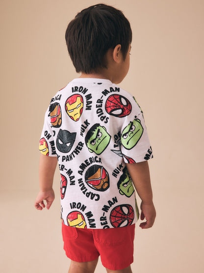 White Marvel Short Sleeve Cotton T-Shirt (6mths-8yrs) image 4
