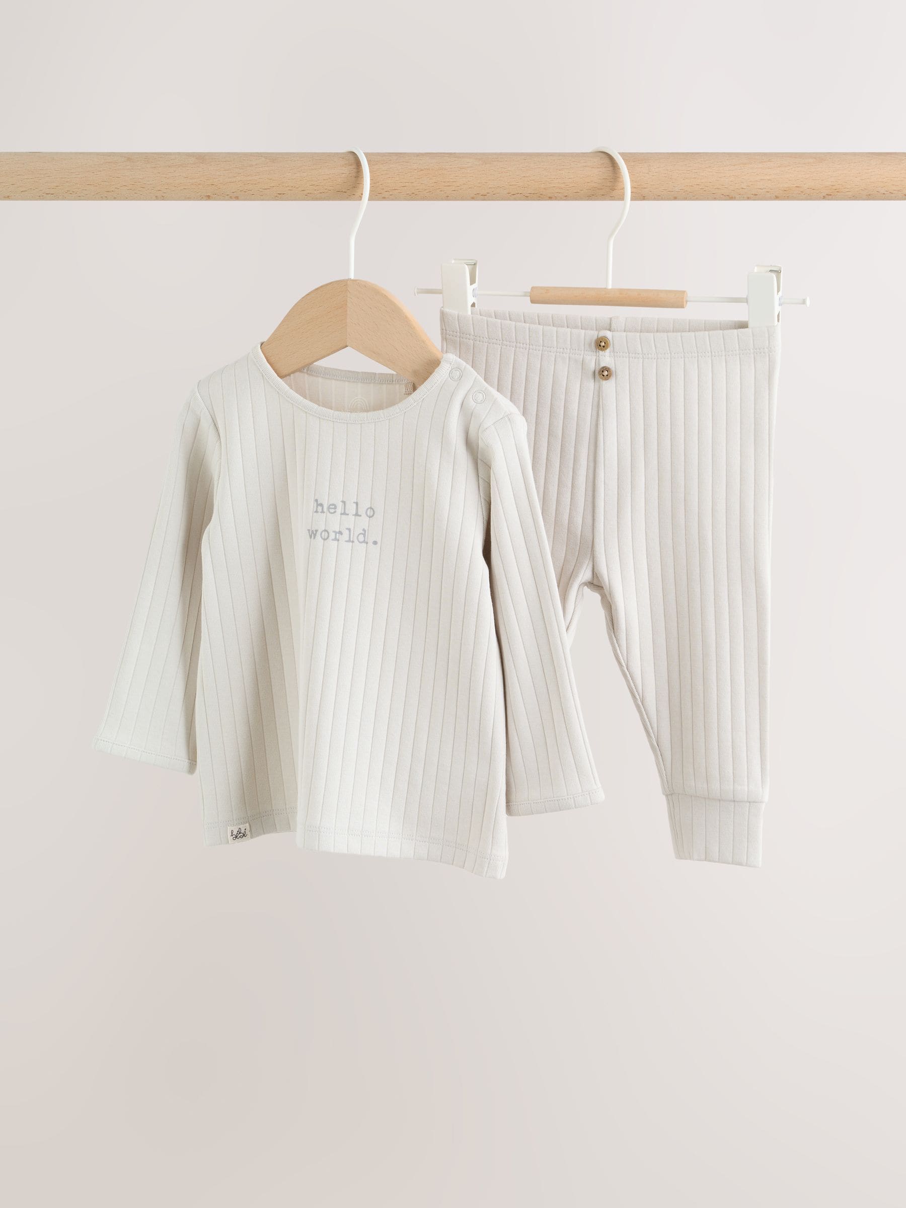 Grey Hello World Top and Leggings Baby Set (0-18mths) image 1