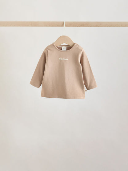 Neutral/Grey Long Sleeve Baby T-Shirts 3 Pack (0mths-2yrs) image 4