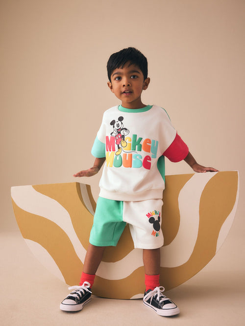 Colour Block Mickey Short Sleeve Crew and Shorts Set (3mths-8yrs) image 1