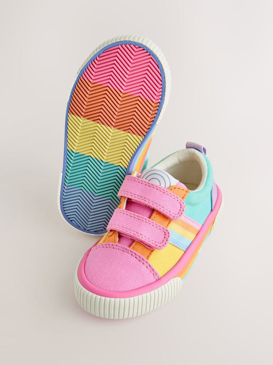 Little Bird by Jools Oliver Pink Younger Pastel Rainbow Colourblock Skate Trainers image 1