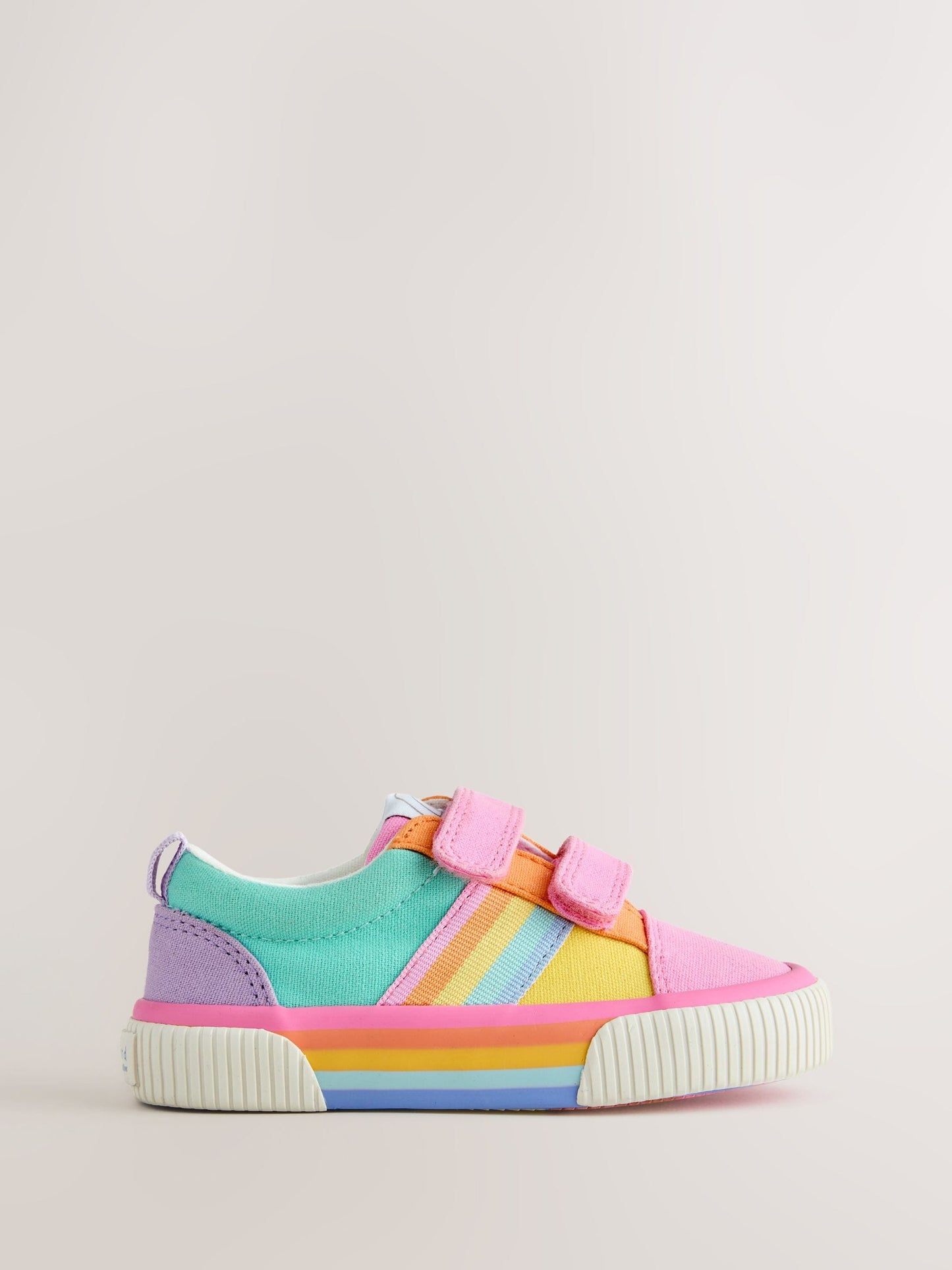 Little Bird by Jools Oliver Pink Younger Pastel Rainbow Colourblock Skate Trainers image 3
