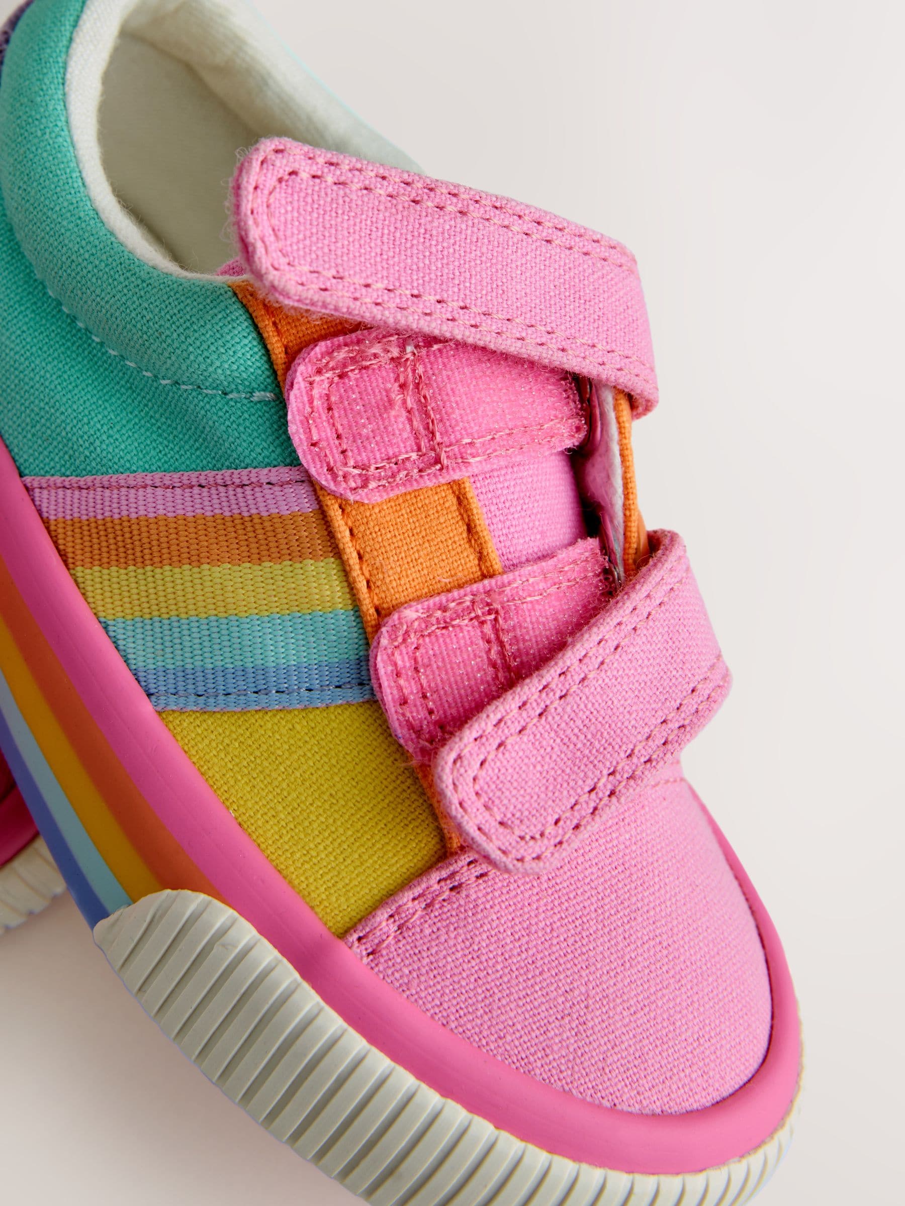 Little Bird by Jools Oliver Pink Younger Pastel Rainbow Colourblock Skate Trainers image 4