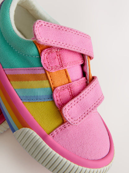 Little Bird by Jools Oliver Pink Younger Pastel Rainbow Colourblock Skate Trainers image 4