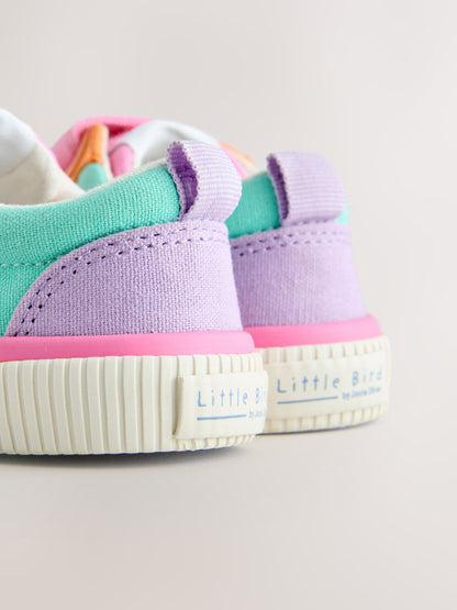 Little Bird by Jools Oliver Pink Younger Pastel Rainbow Colourblock Skate Trainers image 5