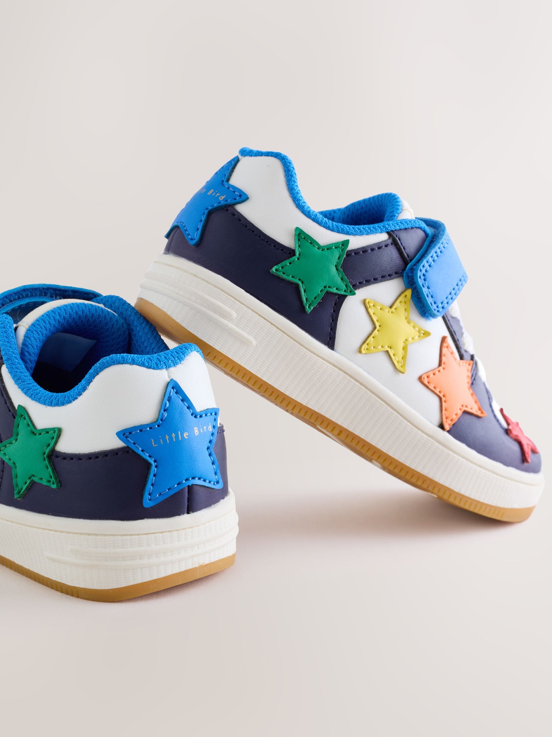 Little Bird by Jools Oliver Blue Bright Rainbow Star Trainers image 4