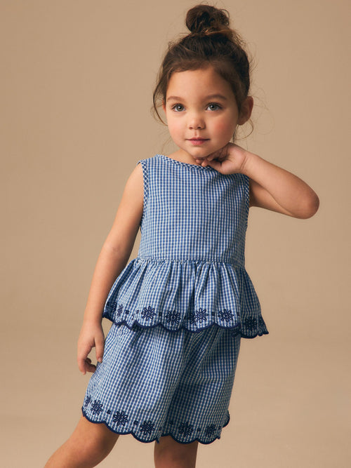 Navy Gingham Blouse And Shorts Co-ord Set (3mths-8yrs) image 1