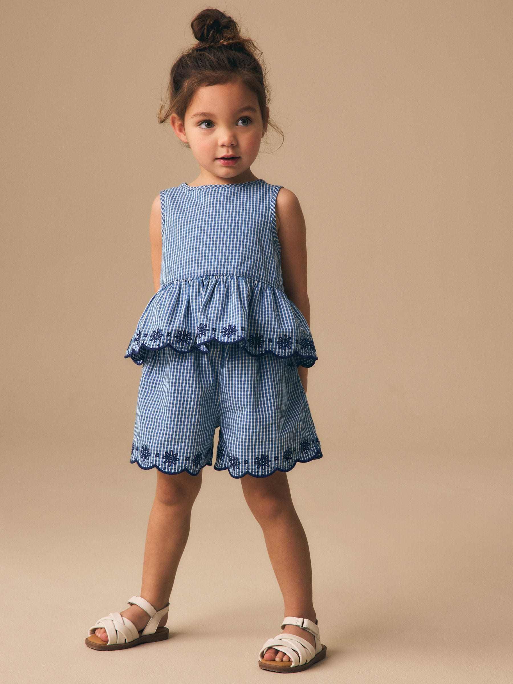 Navy Gingham Blouse And Shorts Co-ord Set (3mths-8yrs) image 2