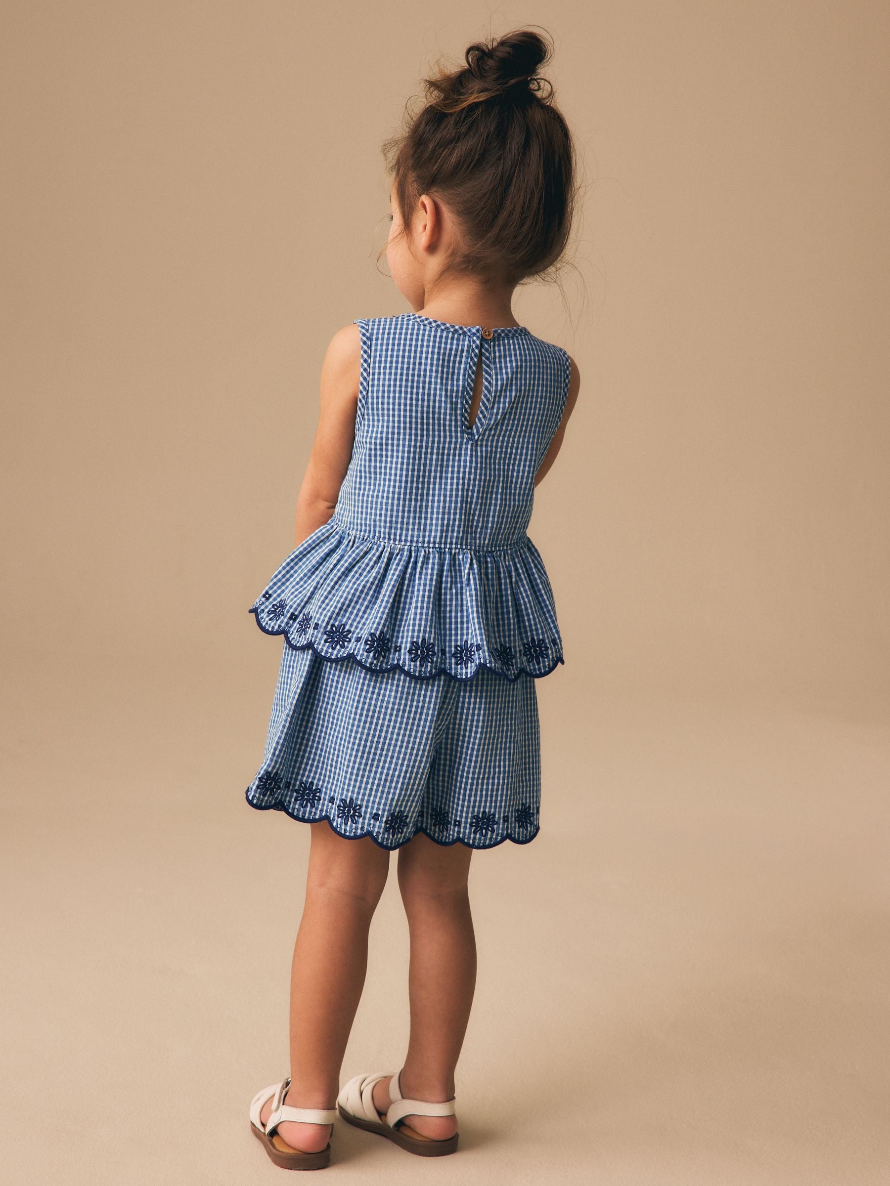 Navy Gingham Blouse And Shorts Co-ord Set (3mths-8yrs) image 3