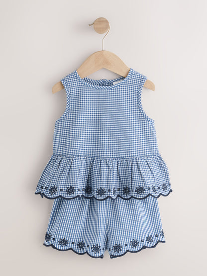 Navy Gingham Blouse And Shorts Co-ord Set (3mths-8yrs) image 5