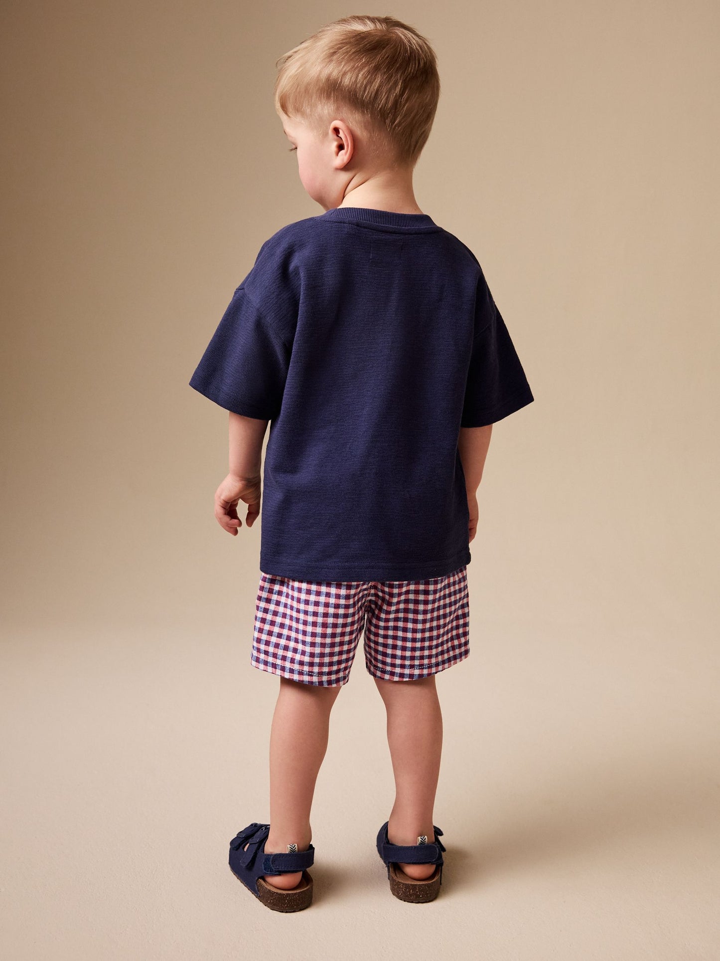 Red/Blue/White Gingham Linen Blend Chino Shorts (3mths-7yrs) image 3
