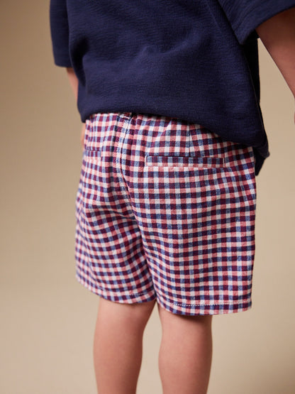 Red/Blue/White Gingham Linen Blend Chino Shorts (3mths-7yrs) image 4