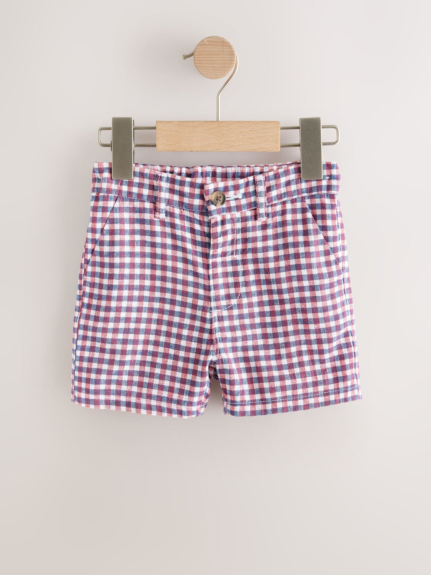 Red/Blue/White Gingham Linen Blend Chino Shorts (3mths-7yrs) image 5