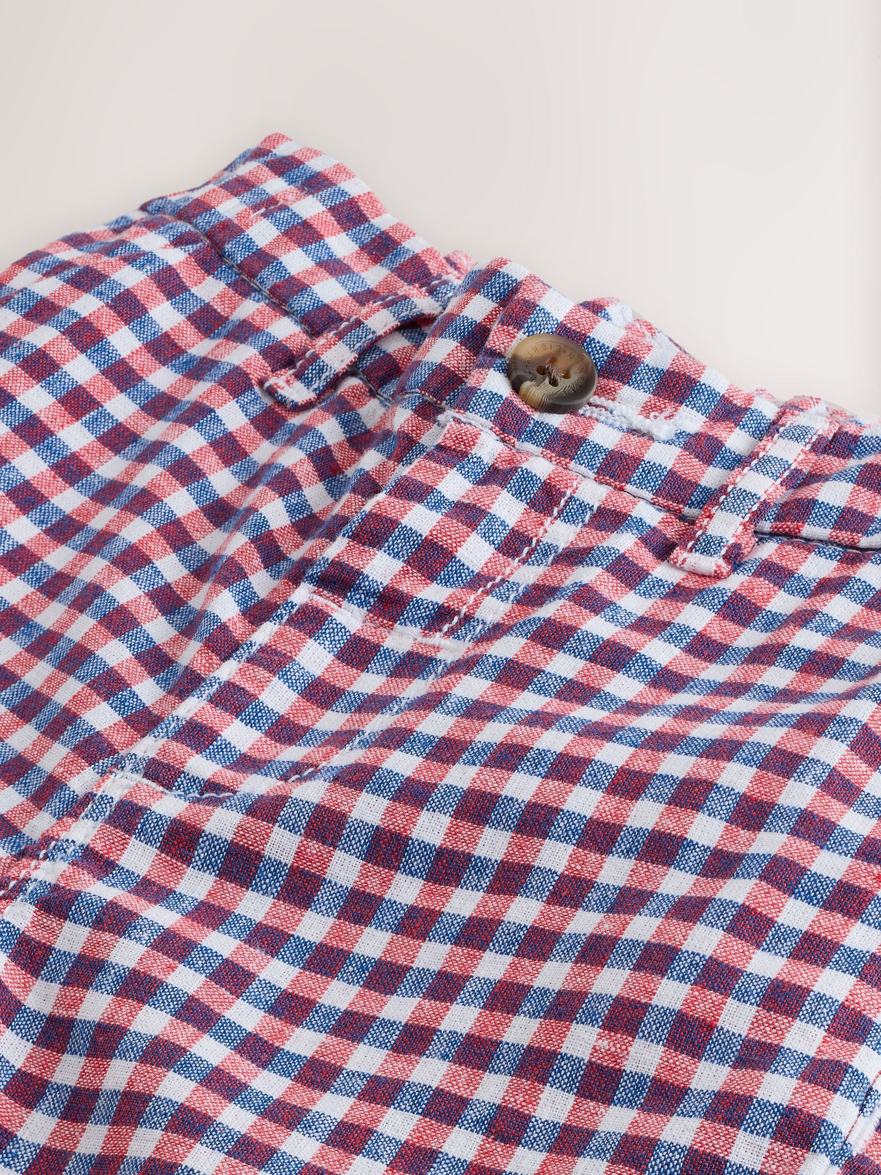 Red/Blue/White Gingham Linen Blend Chino Shorts (3mths-7yrs) image 7