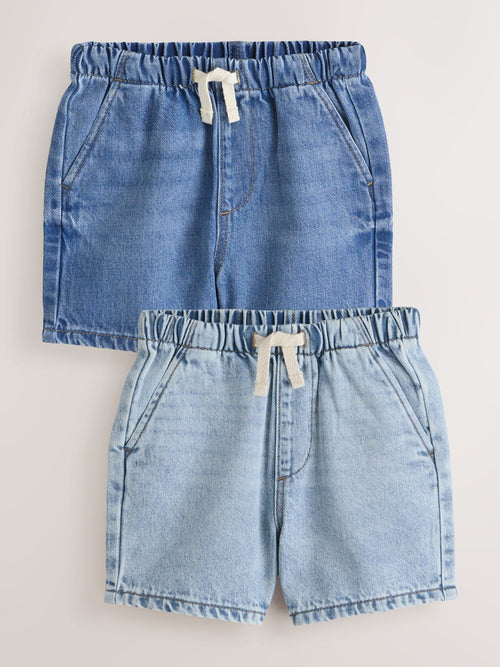 Blue Denim Bleach Pull On Shorts 2 Pack (3mths-7yrs) image 1