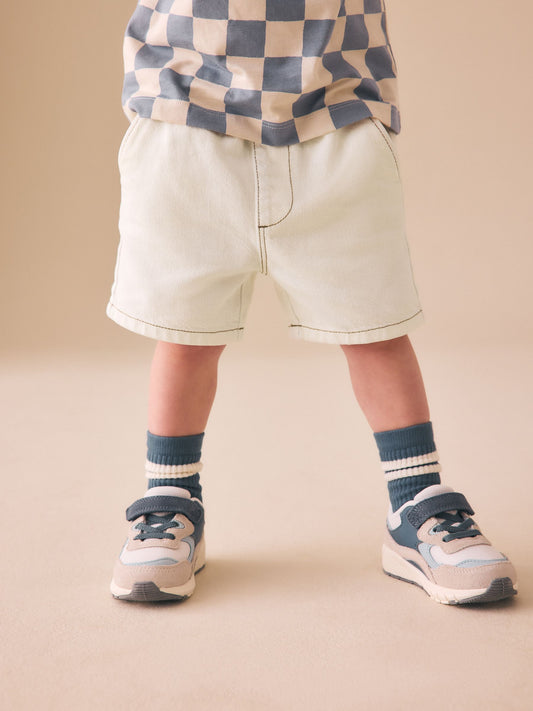 Ecru Pull On Loose Denim Shorts (3mths-7yrs) image 1