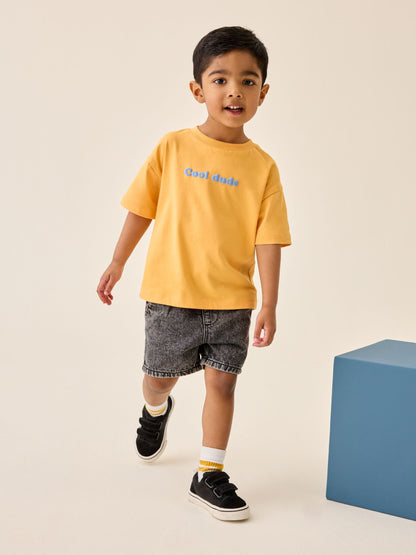 Grey Pull On Loose Denim Shorts (3mths-7yrs) image 2