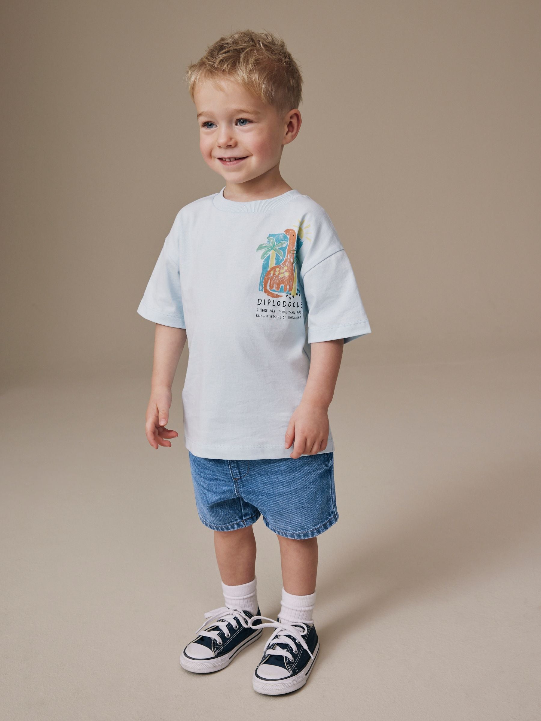 Mid Blue Pull On Loose Denim Shorts (3mths-7yrs) image 2