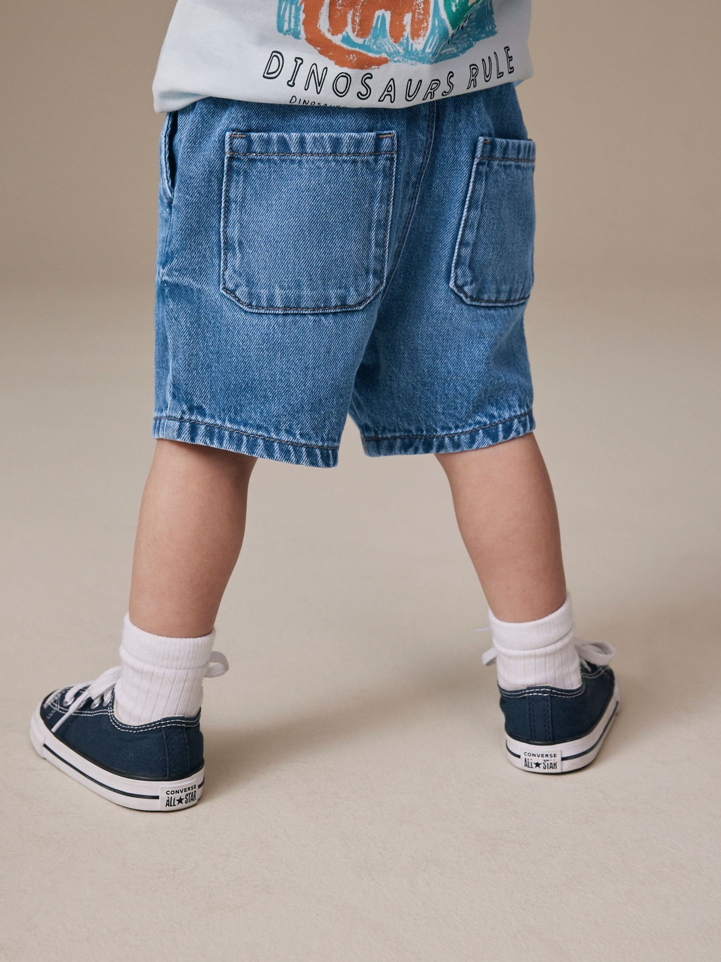 Mid Blue Pull On Loose Denim Shorts (3mths-7yrs) image 3