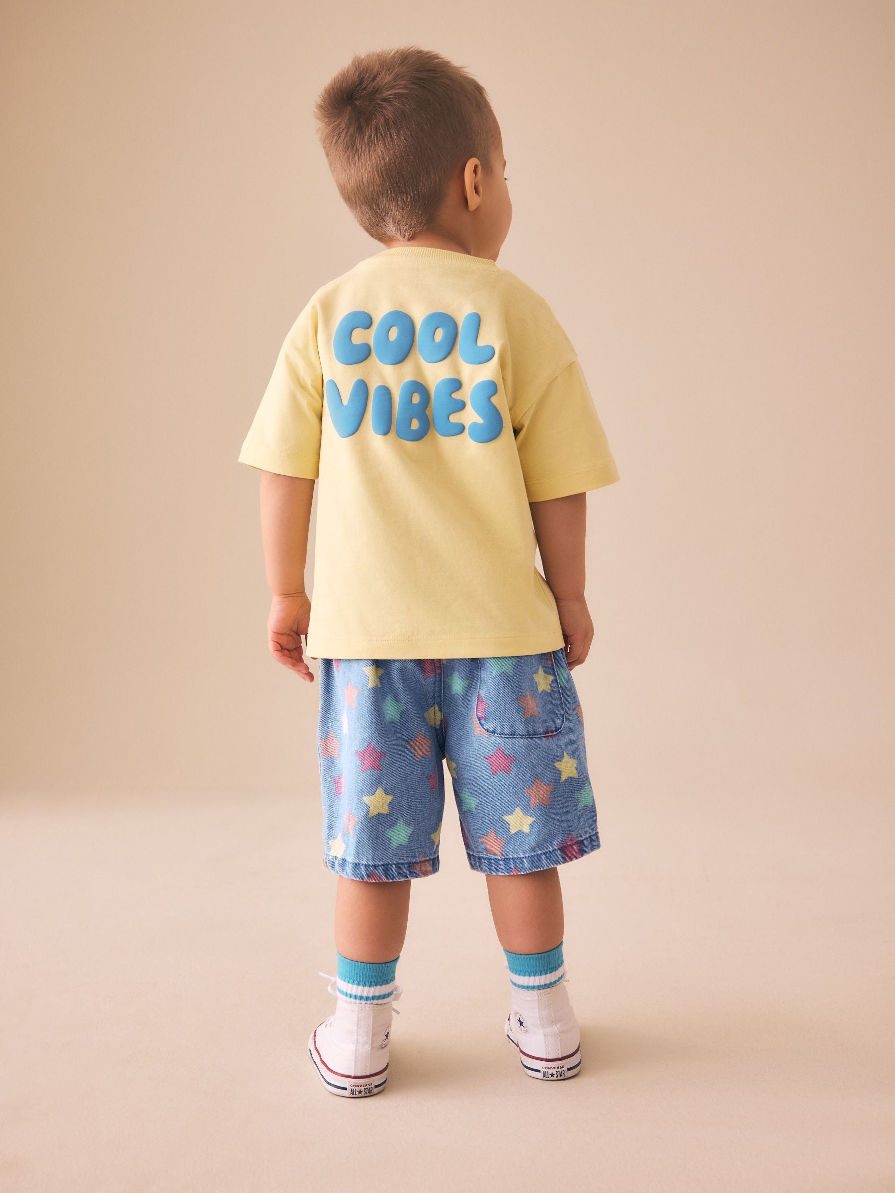 Dsiney Kidz - Mid Blue Denim Star Pull On Loose Denim Shorts (3mths-7yrs) image 3