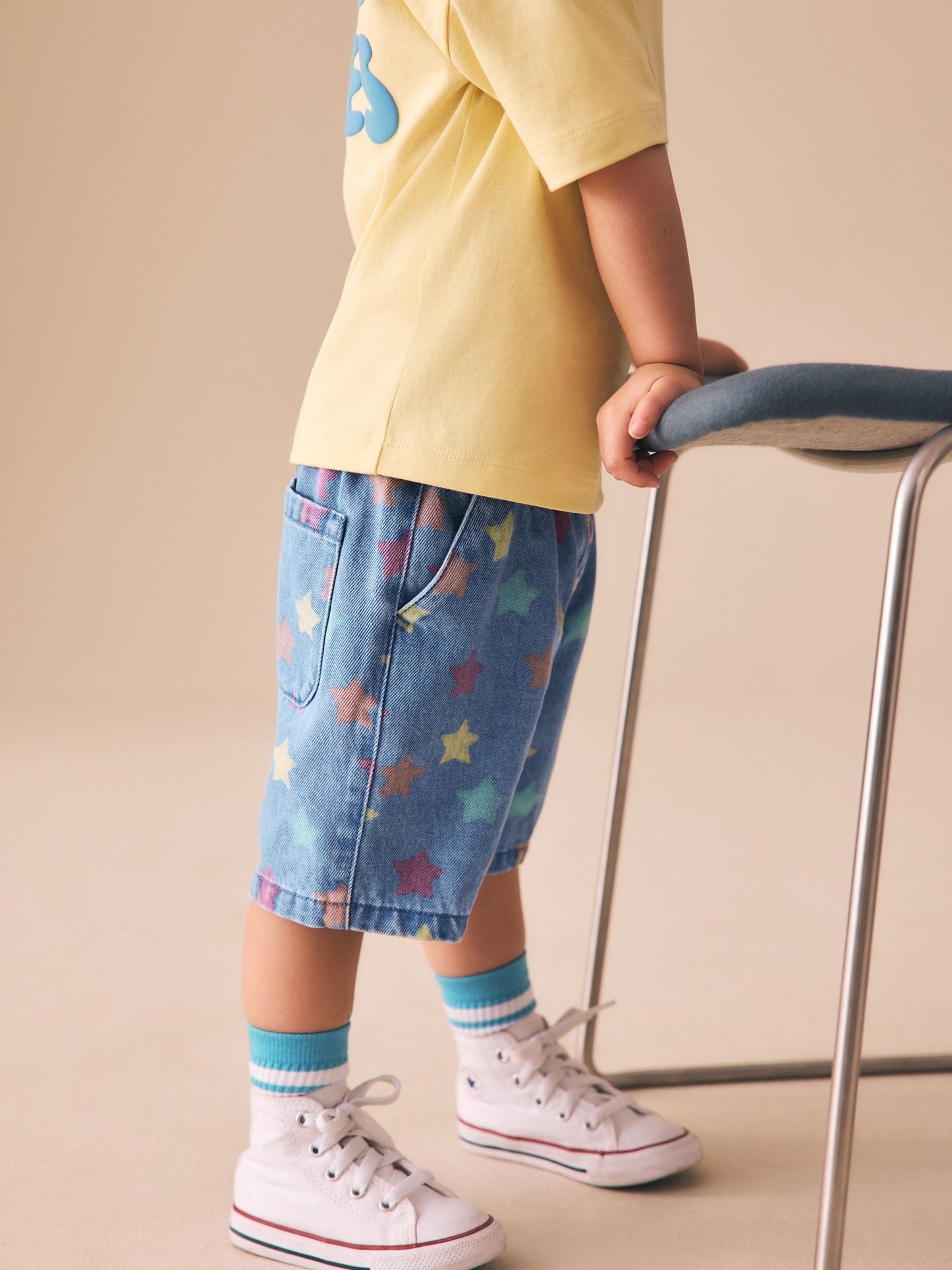 Dsiney Kidz - Mid Blue Denim Star Pull On Loose Denim Shorts (3mths-7yrs) image 4