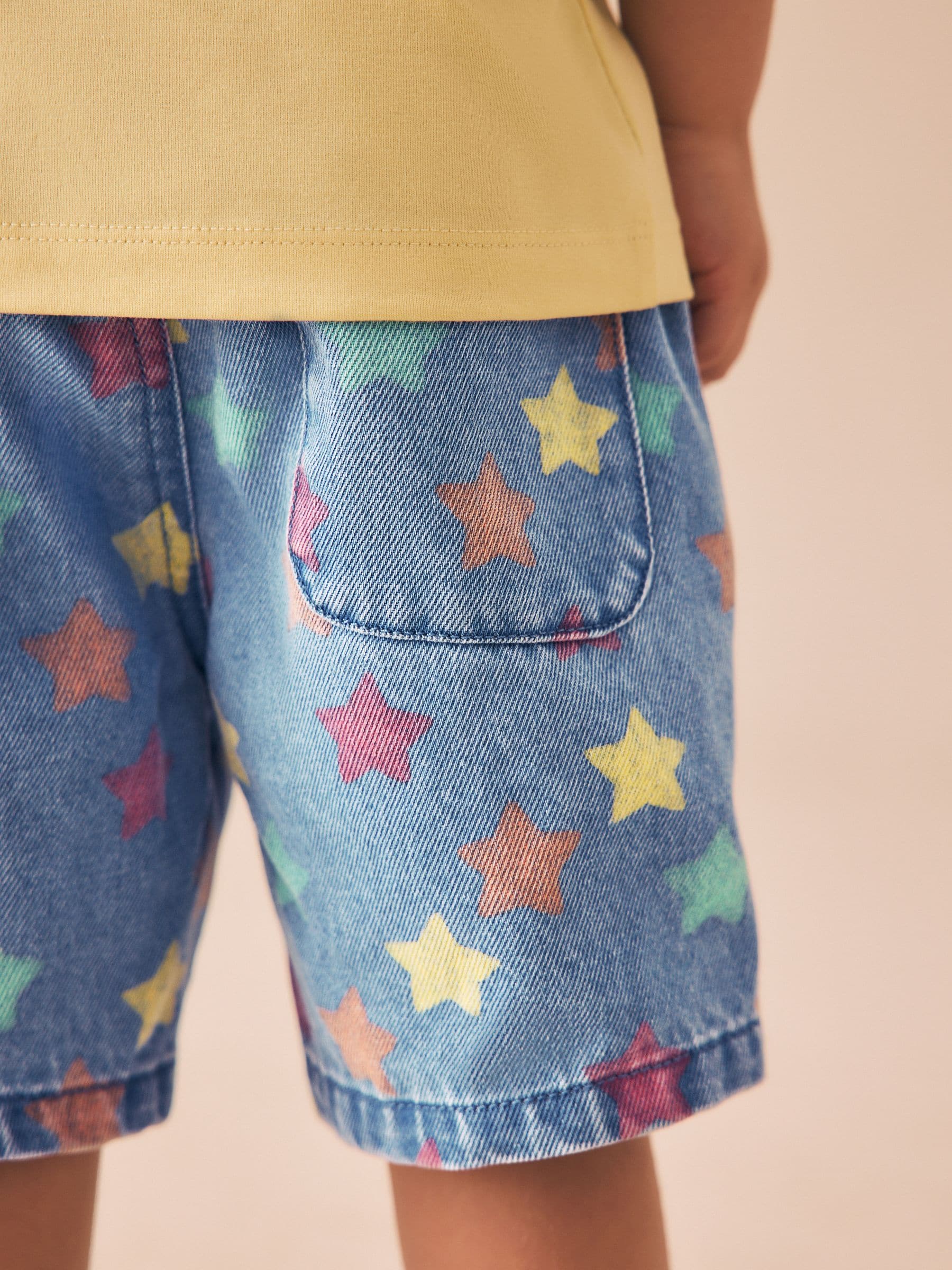 Dsiney Kidz - Mid Blue Denim Star Pull On Loose Denim Shorts (3mths-7yrs) image 5