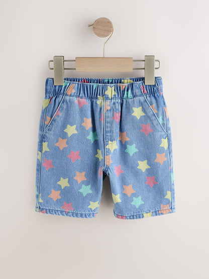 Dsiney Kidz - Mid Blue Denim Star Pull On Loose Denim Shorts (3mths-7yrs) image 6