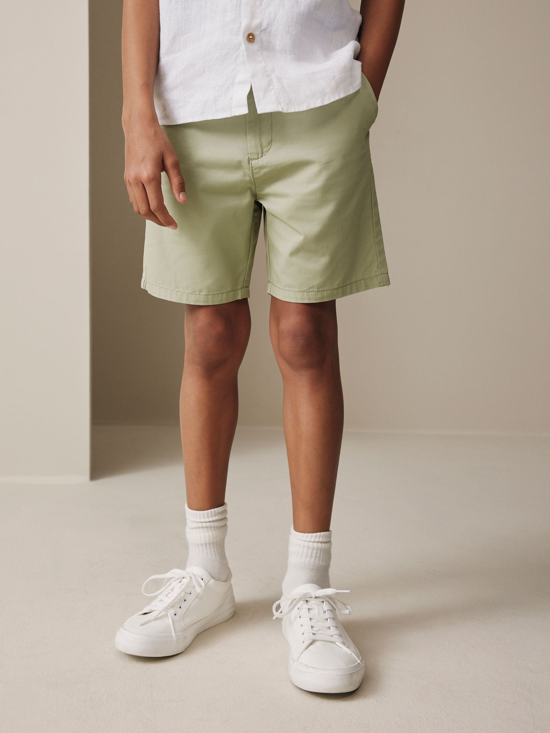 Dsiney Kidz - Sage Green Regular Fit Chino Shorts (3-16yrs) image 1
