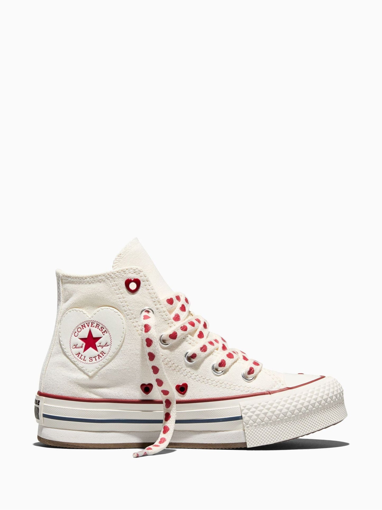 Converse White Chuck Taylor Lift Platform Hearts Trainers image 1