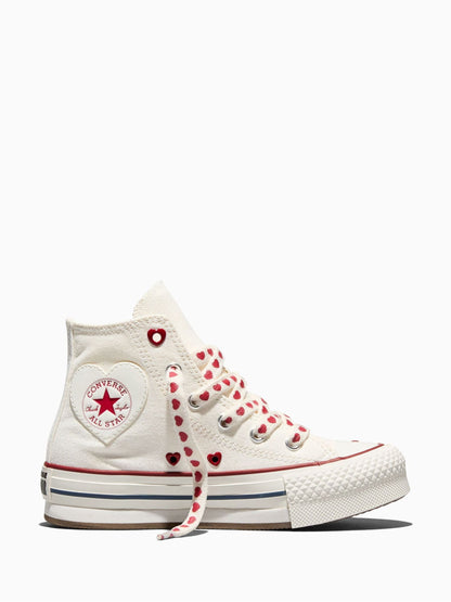 Converse White Chuck Taylor Lift Platform Hearts Trainers image 1
