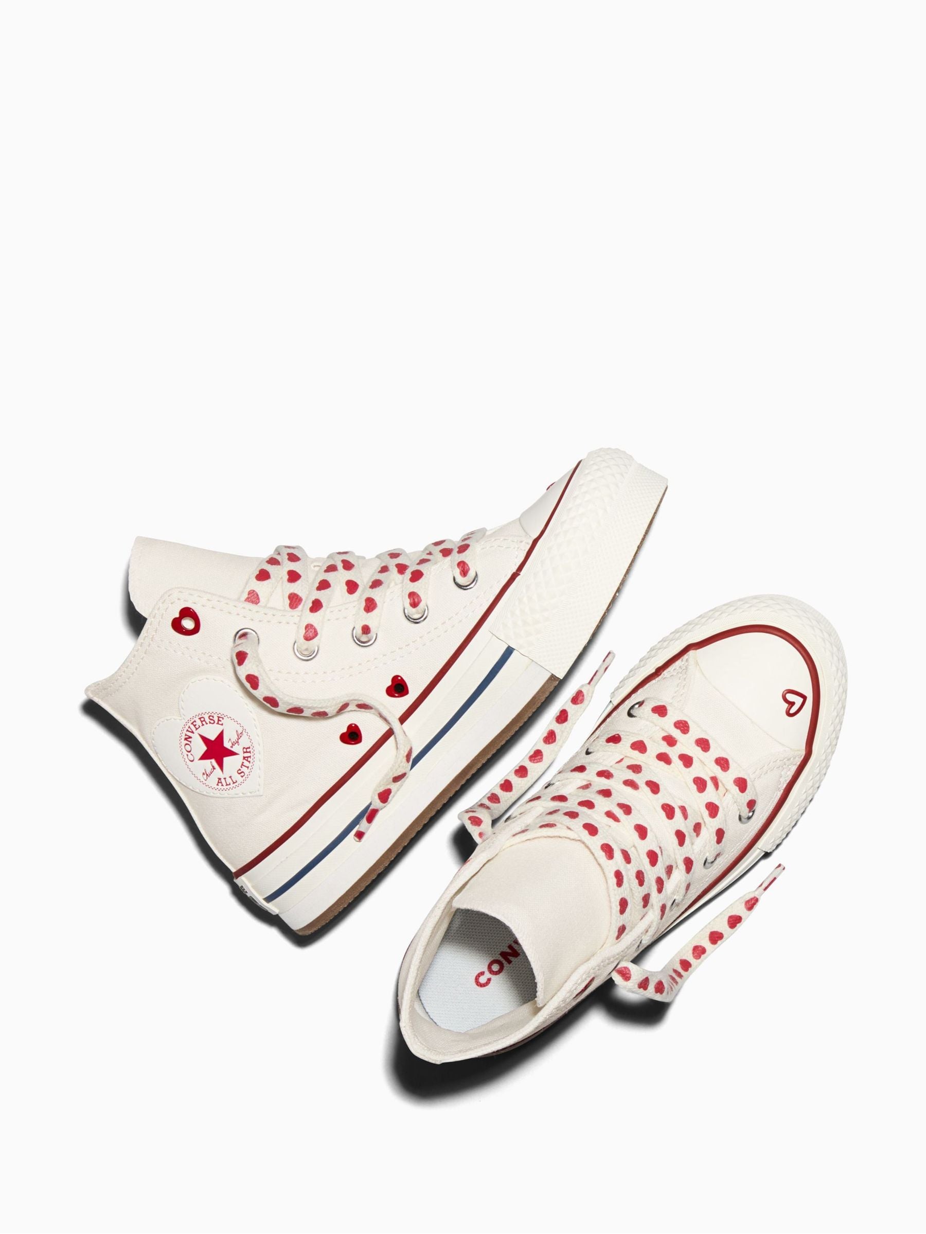 Converse White Chuck Taylor Lift Platform Hearts Trainers image 3