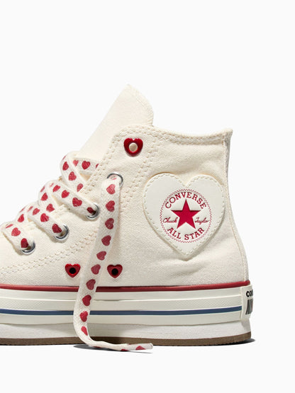 Converse White Chuck Taylor Lift Platform Hearts Trainers image 4