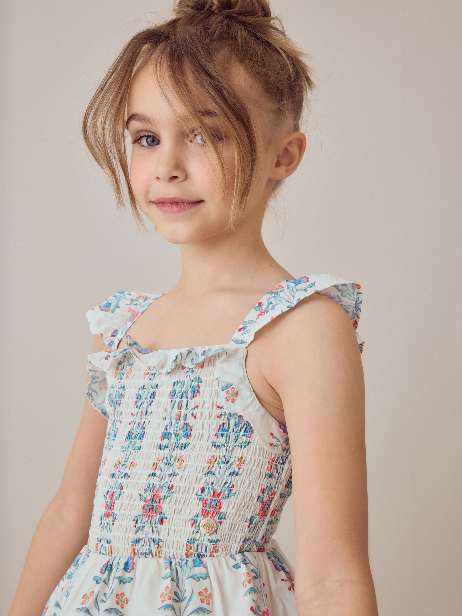 Laura Ashley Multi Stripe Floral Cross-Back Tiered Dress image 4