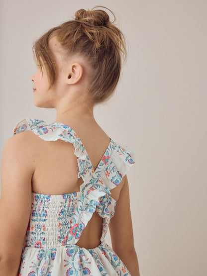 Laura Ashley Multi Stripe Floral Cross-Back Tiered Dress image 5