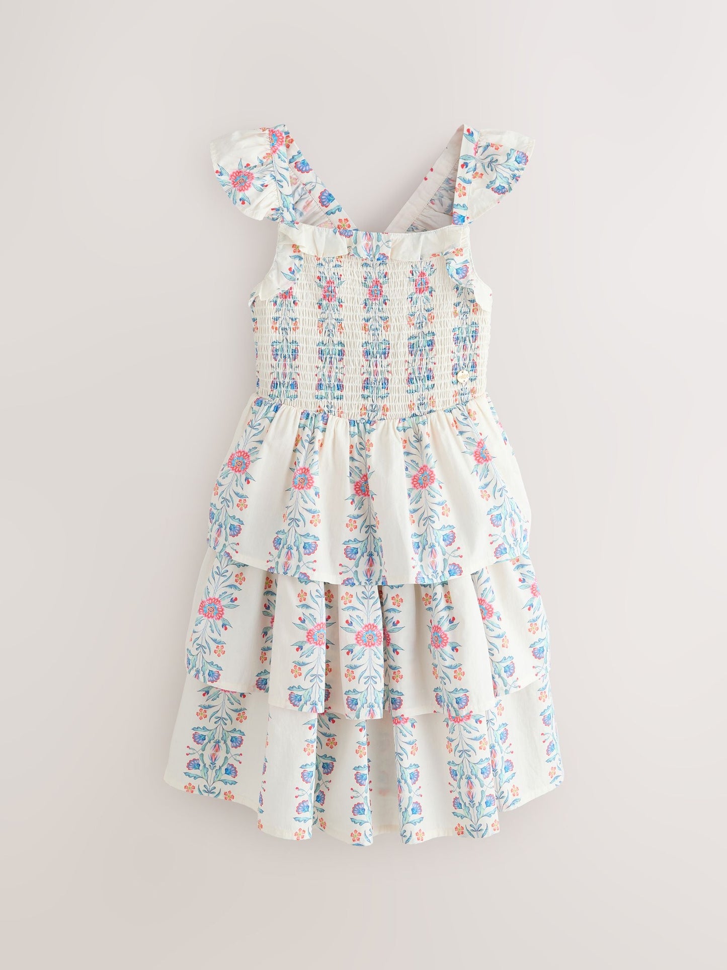Laura Ashley Multi Stripe Floral Cross-Back Tiered Dress image 7