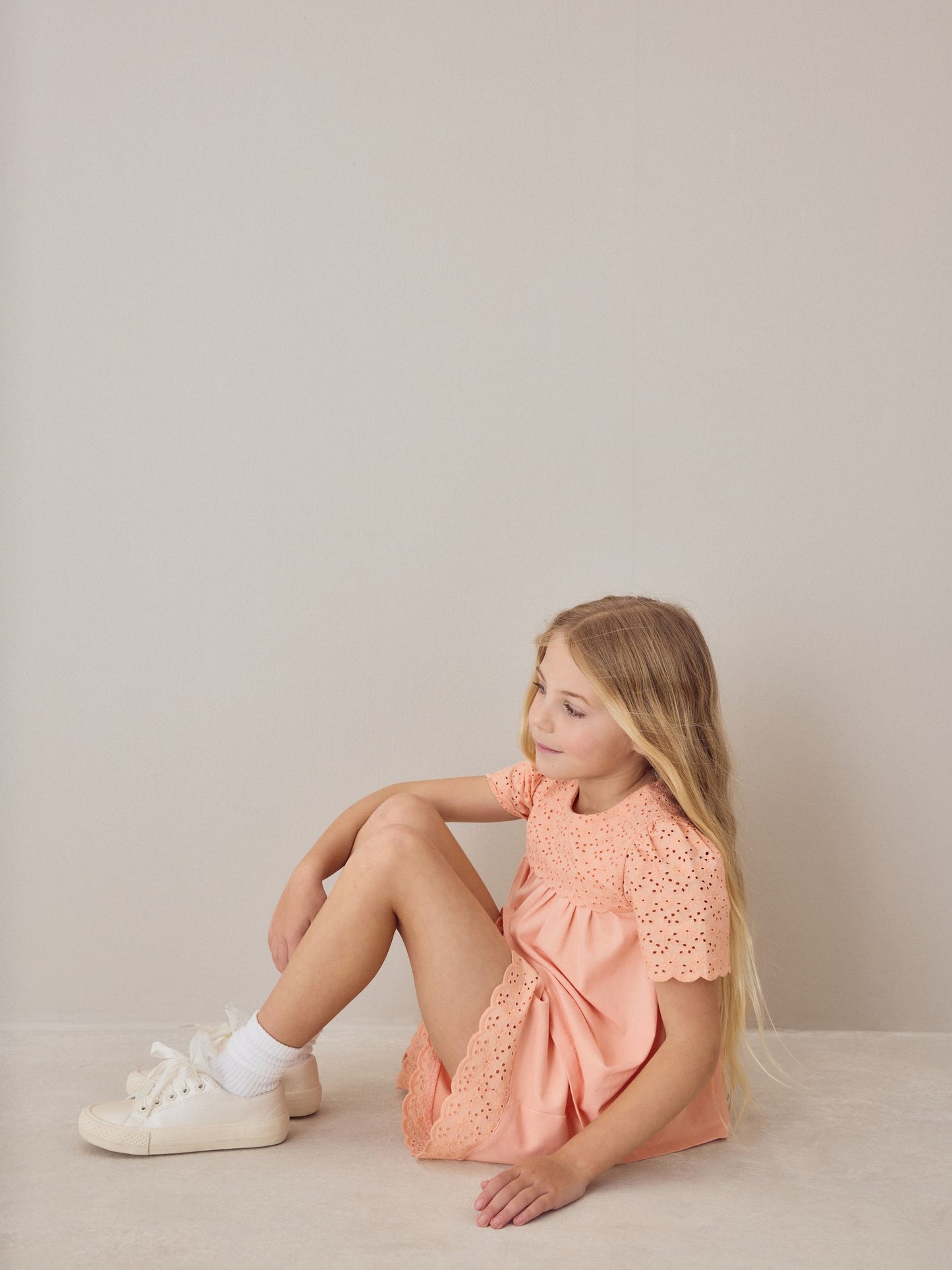 Laura Ashley Orange Broderie Anglaise Frill Top and Shorts Set image 4